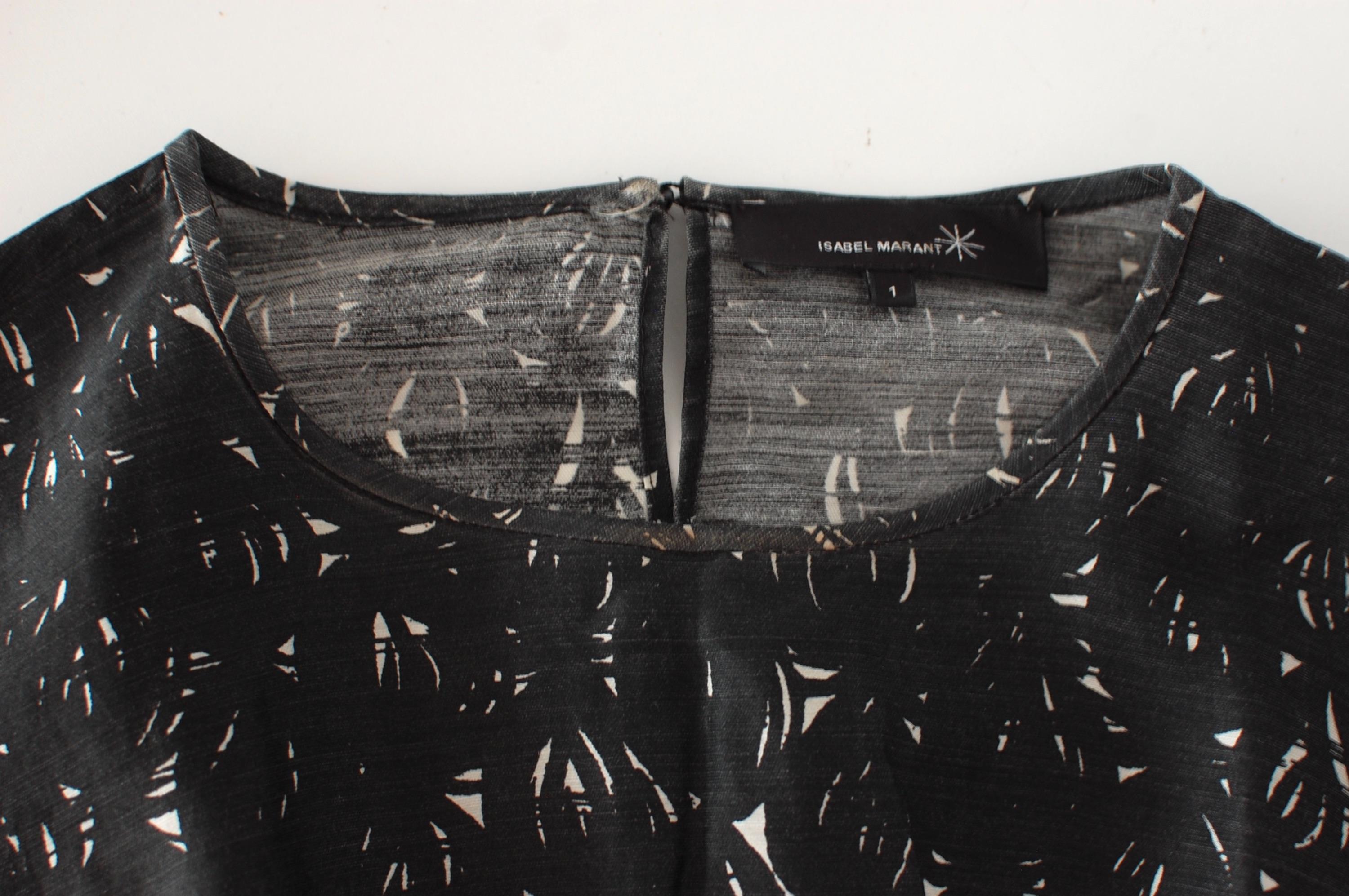 Black & white silk-blend top