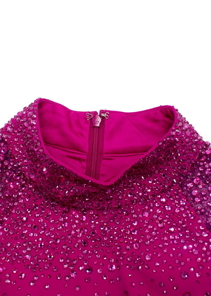 Jenny Packham Hot Pink Limelight Crystal Embellished Gown