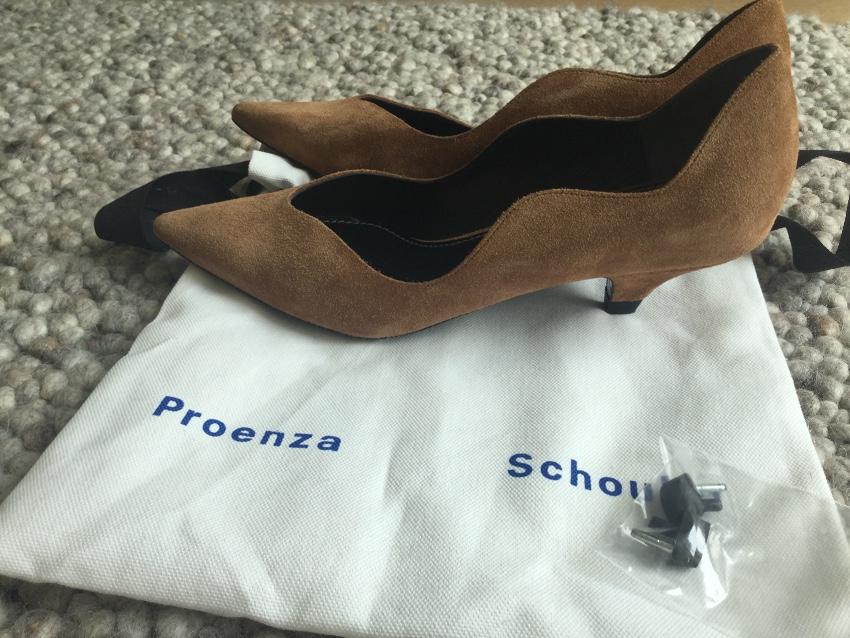 Proenza Schouler Wavy Suede Kitten Heel Pumps