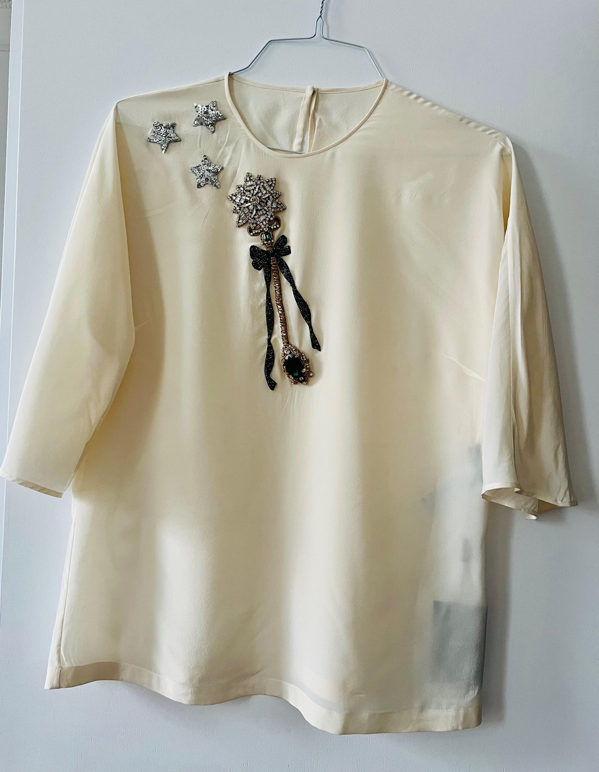 Dolce & Gabbana Cream Embellished Blouse