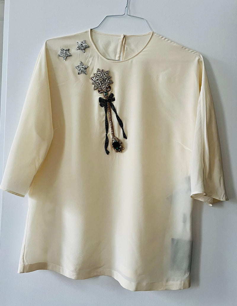 Dolce & Gabbana Cream Embellished Blouse