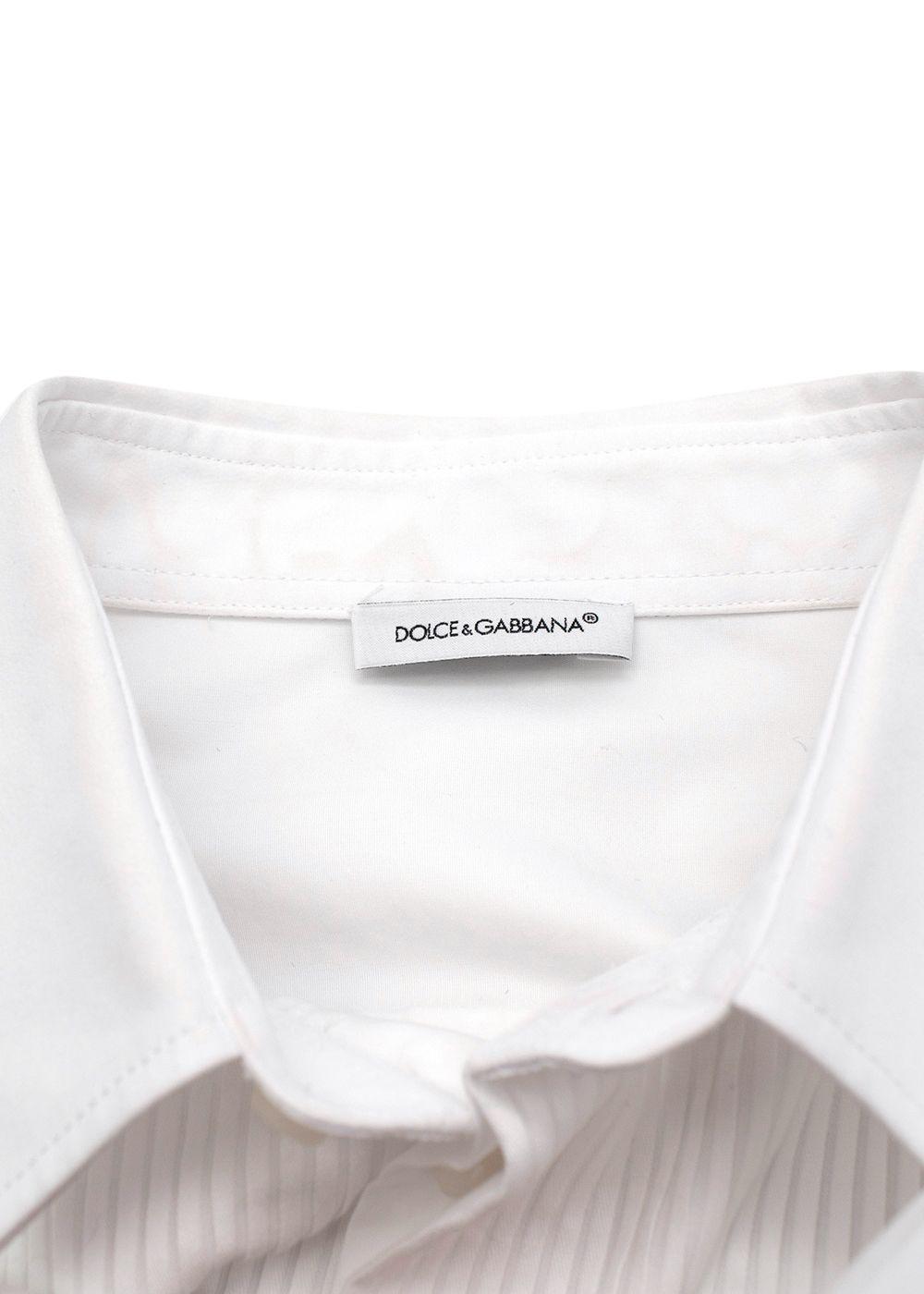 Kids Pleated White Cotton Fitted Shirt