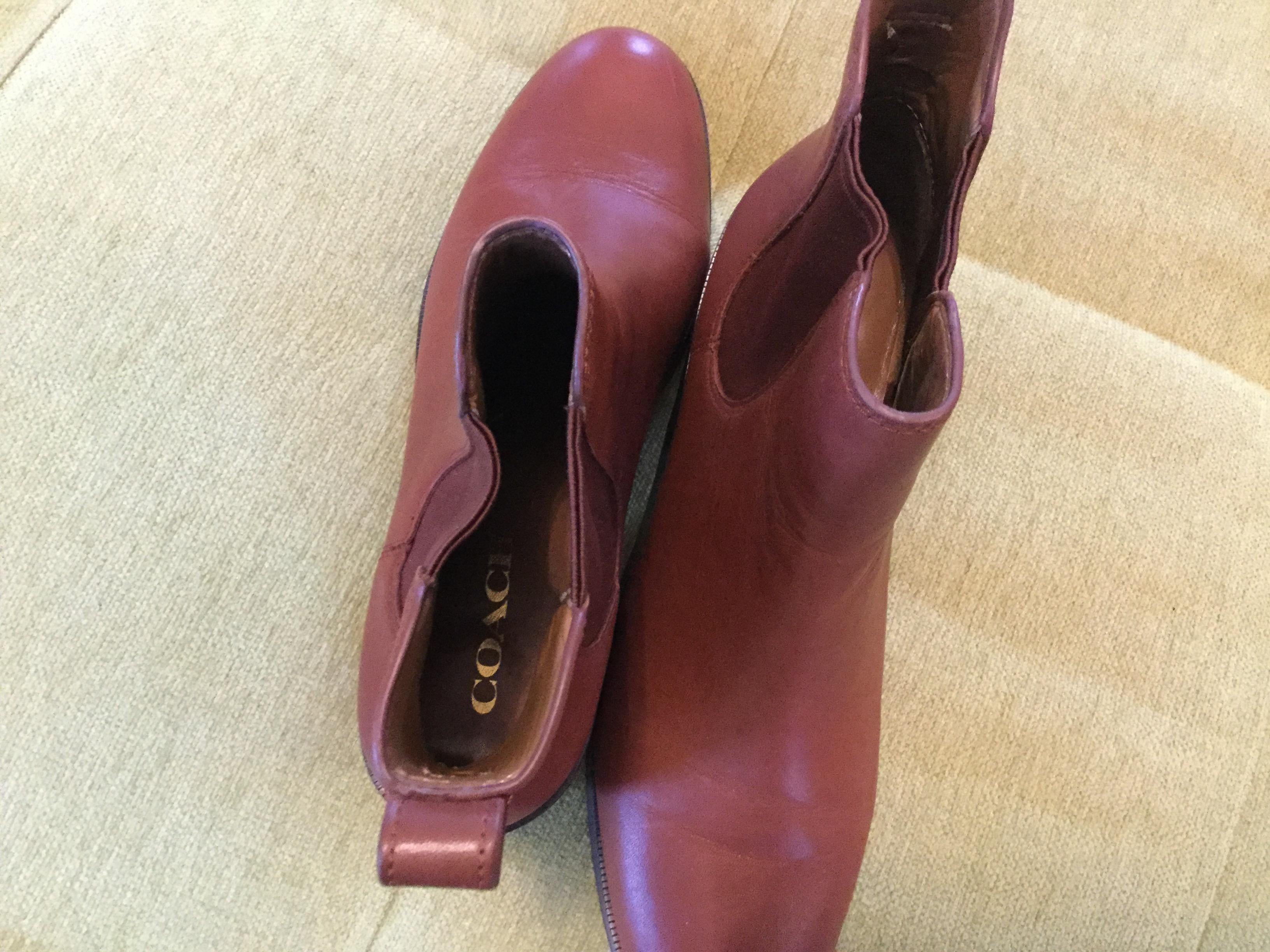 Coach Leather Flat Ankle Boots