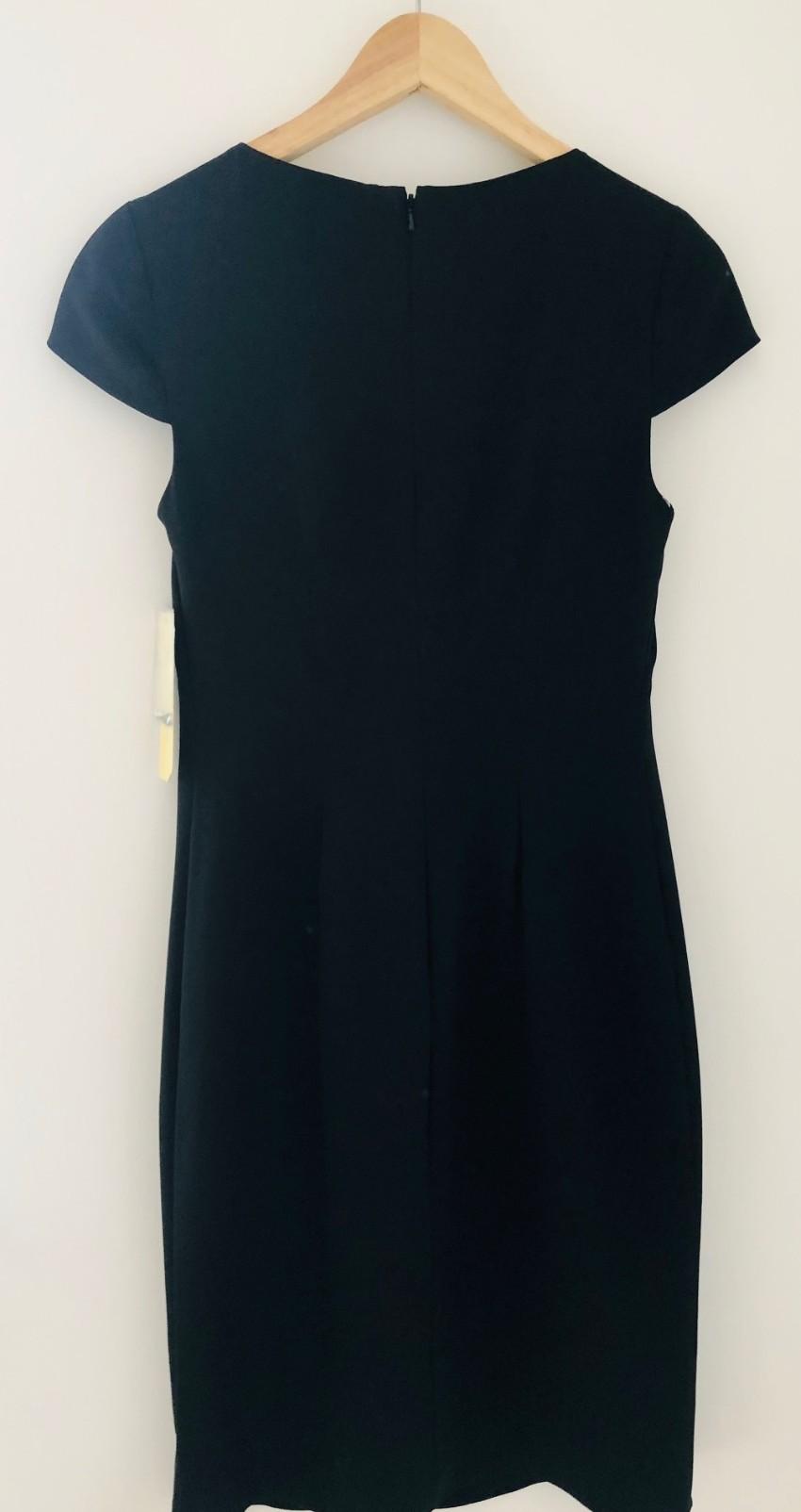 Mikael Aghal black beaded neckline fitted silk dress