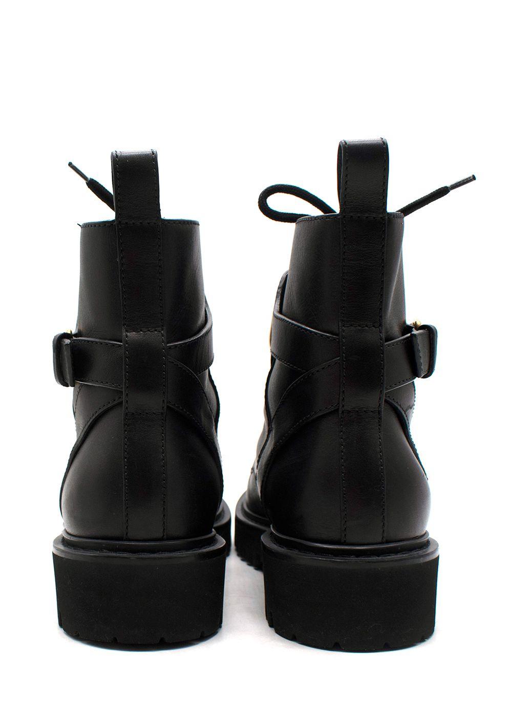 Valentino Black Go Logo Embellished Leather Ankle Boots