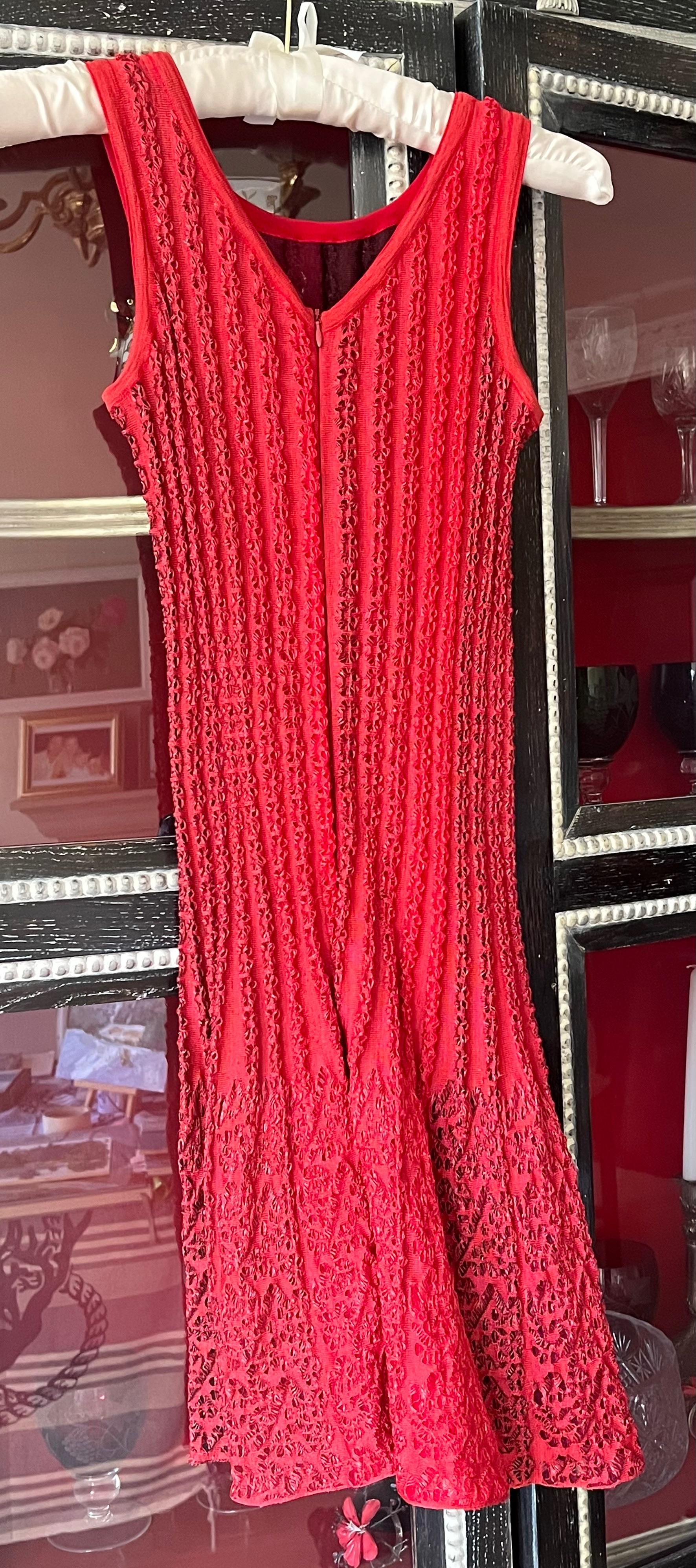 Red Knitted Skater Dress