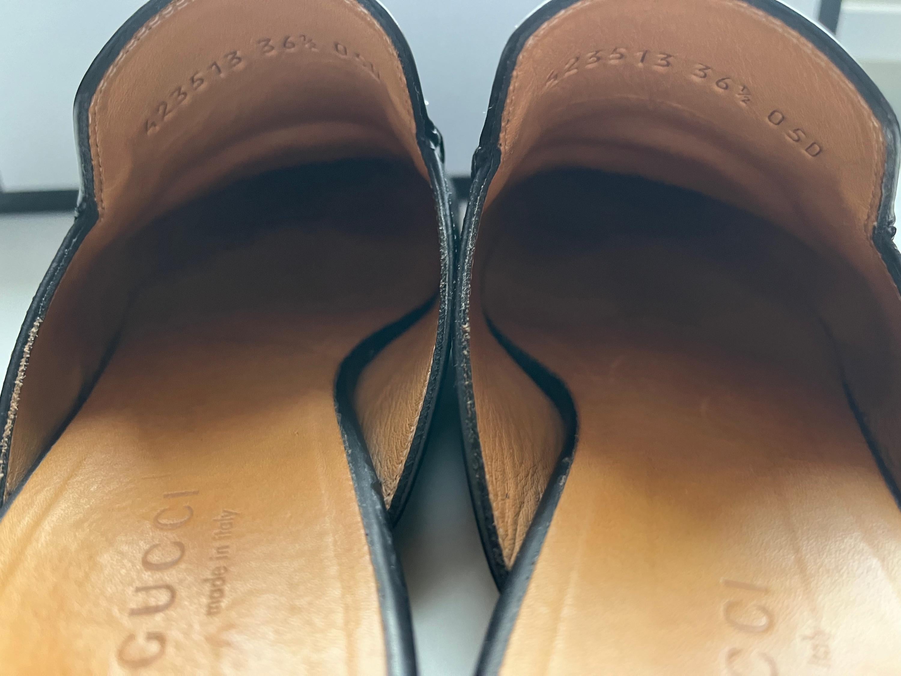 Gucci Black Leather Princetown Slippers