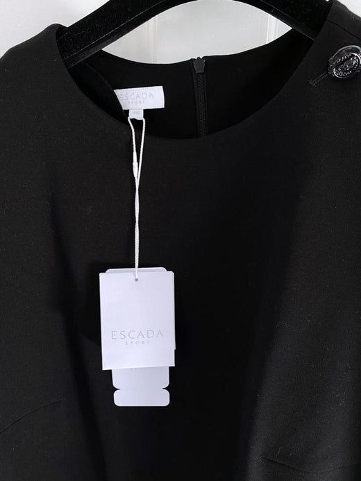 Escada Sport Black Houndstooth Sleeve Dress