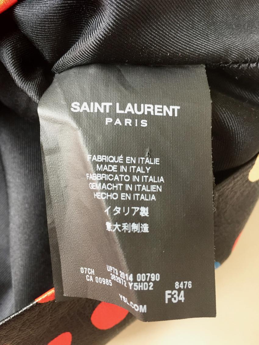 Saint Laurent Floral Printed Leather Skirt