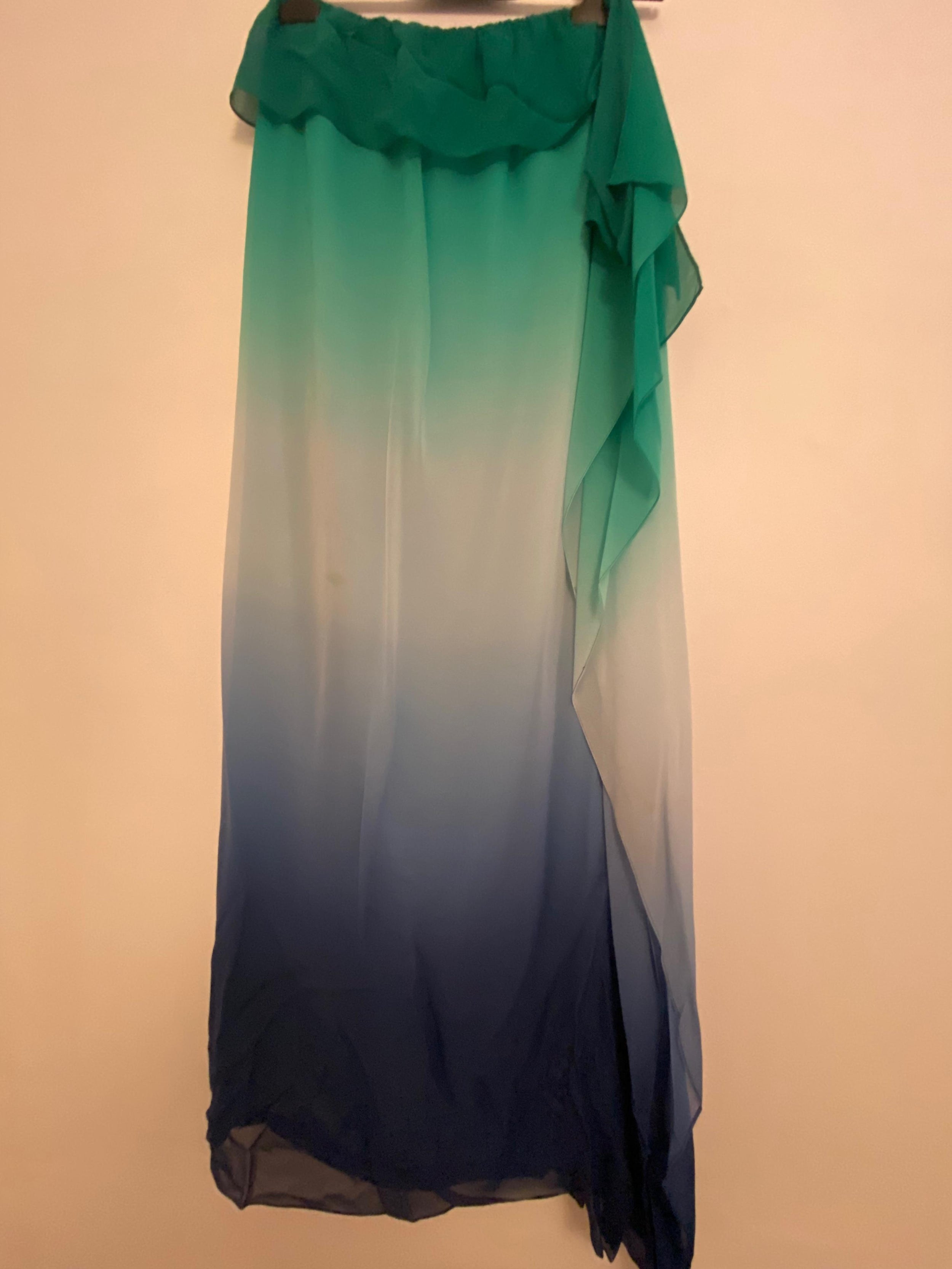 Green & Blue Ombre Silk Dress
