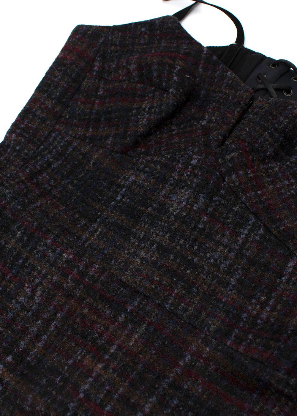 Bottega Veneta  Wool Plaid Laced Back Dress