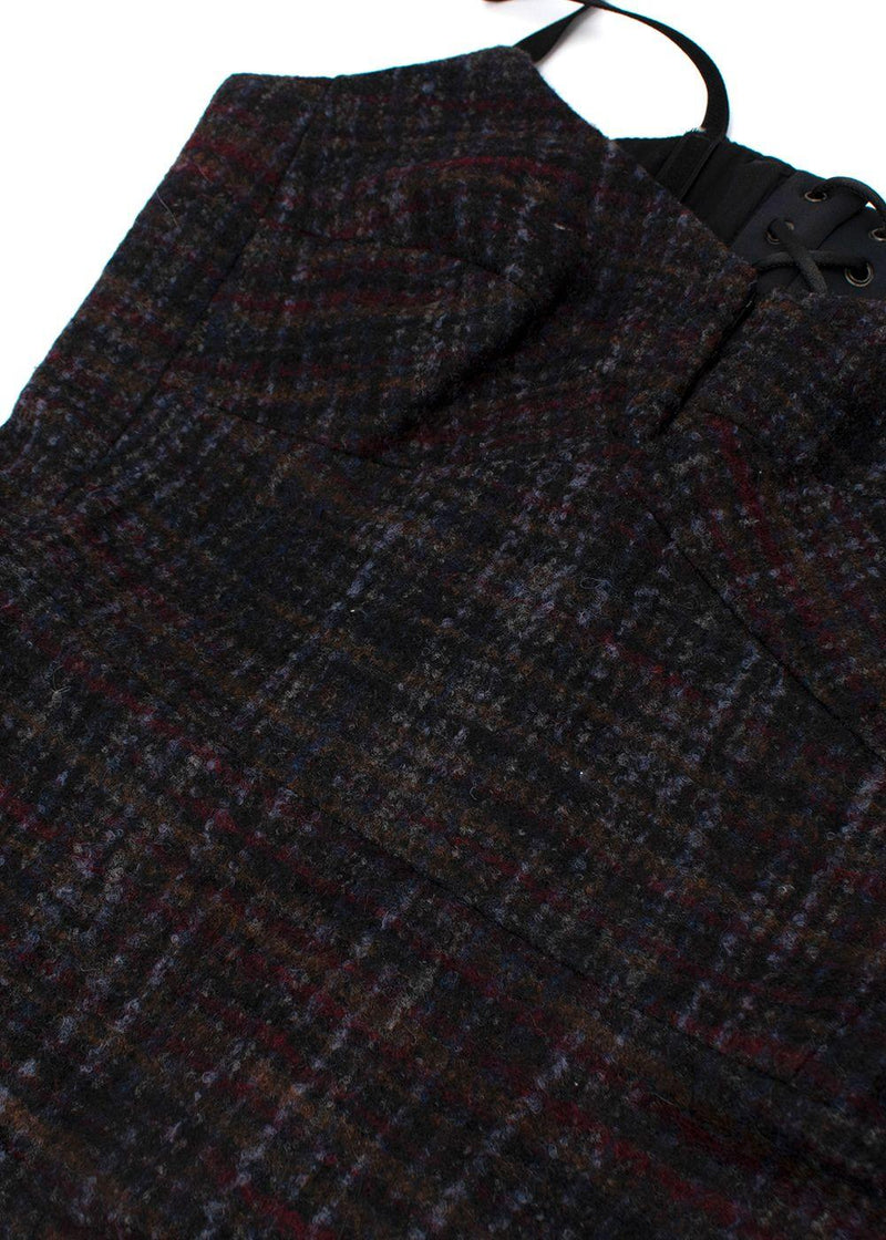Bottega Veneta  Wool Plaid Laced Back Dress