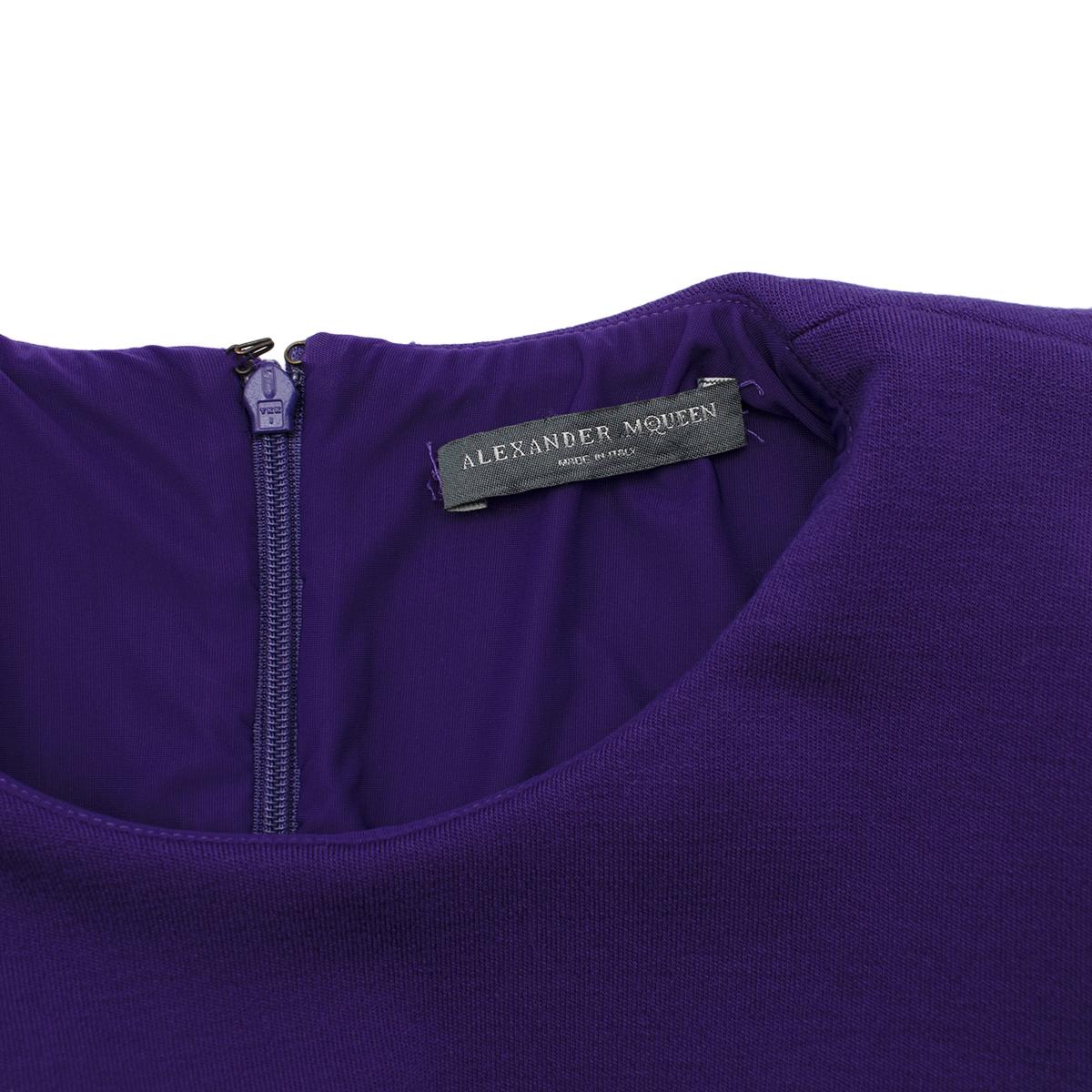 Alexander McQueen Violet Wool Jersey Frill Hem Dress