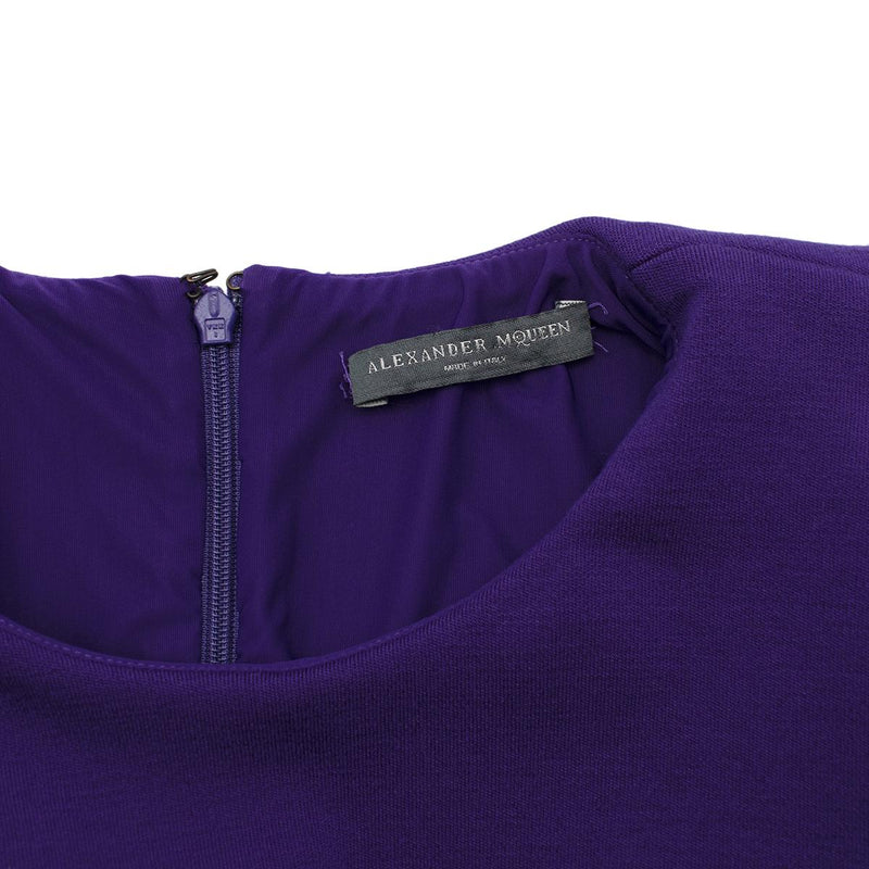 Alexander McQueen Violet Wool Jersey Frill Hem Dress