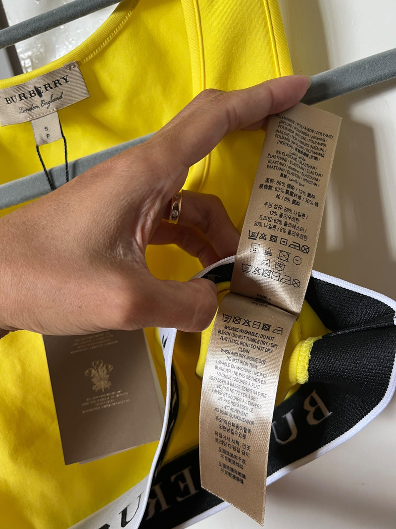 Burberry Yellow No Bra Gym Top