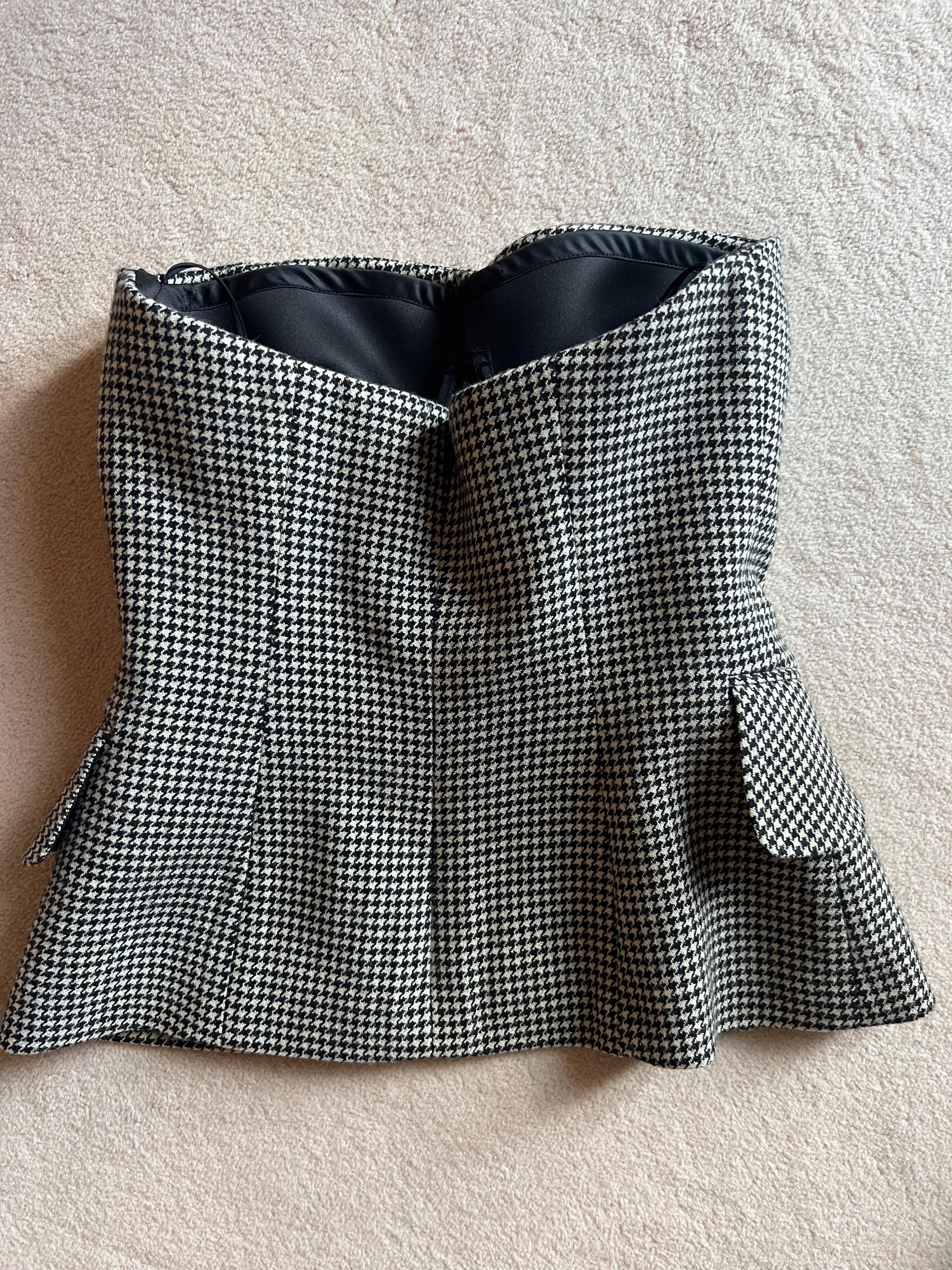 Ralph Lauren Purple Label Houndstooth Bustier Top