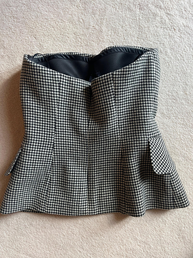 Ralph Lauren Purple Label Houndstooth Bustier Top