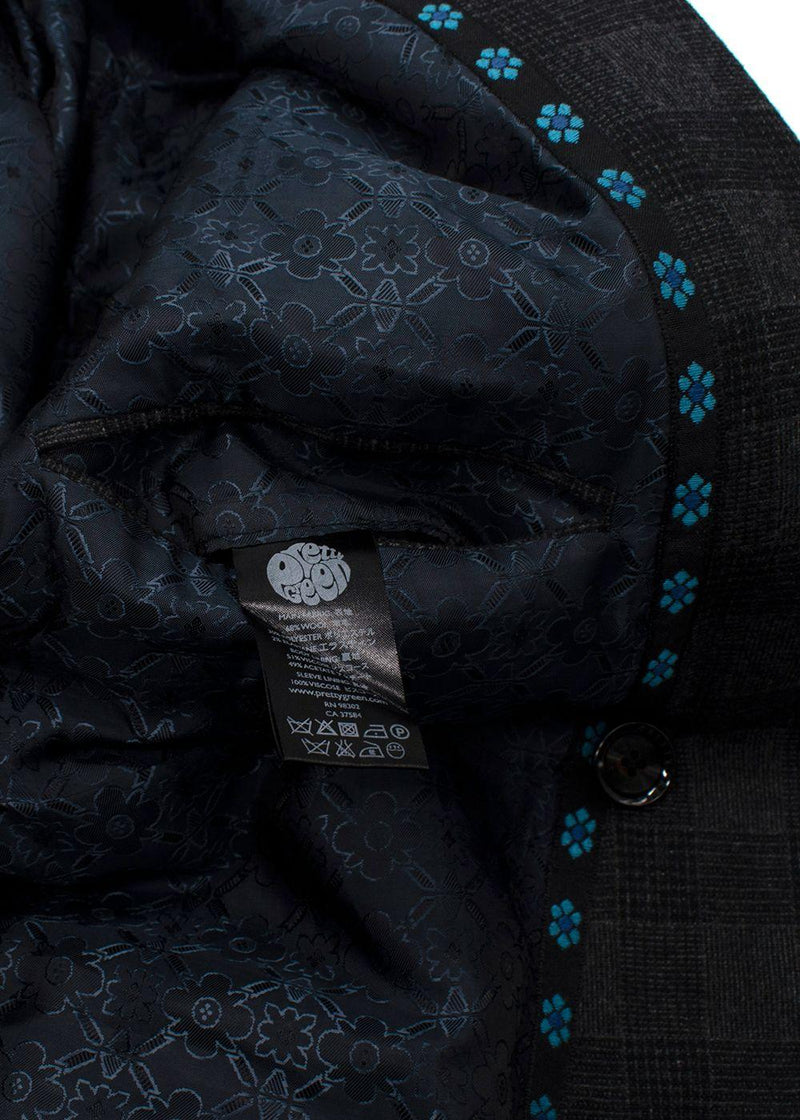 Pretty Green Charcoal Double Breasted Checked Blazer