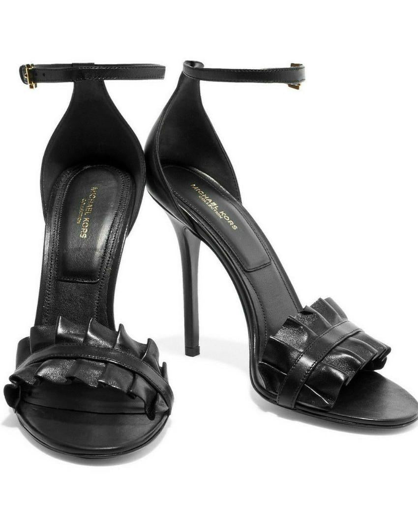 Michael Kors Collection black leather Priscilla ankle strap sandals