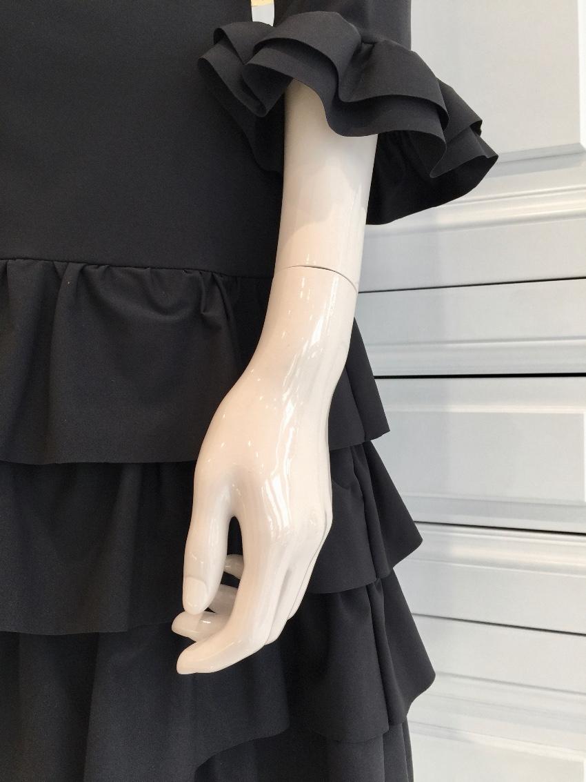 Bespoke French Couture Black Lycra Frill Dress