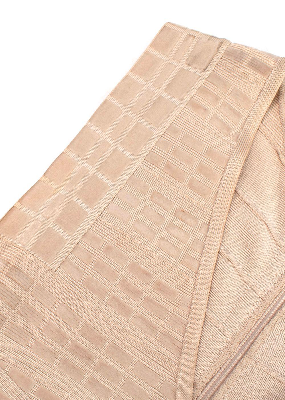 Herve Leger Beige Velvet Bandage Midi Dress