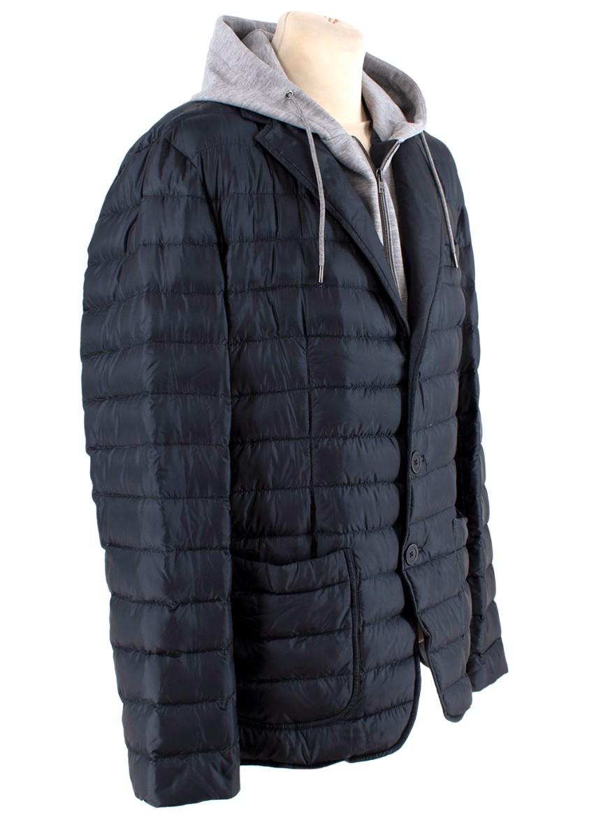 Herno Navy Hooded Hybrid Quilted Jacket