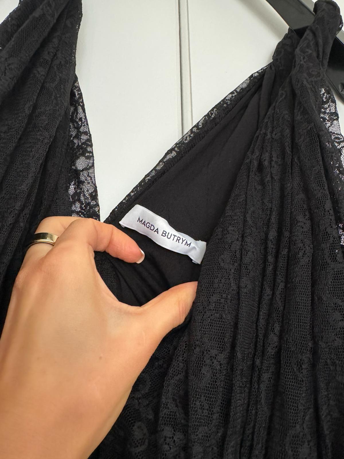 Black Sheer Lace Plunge Gown