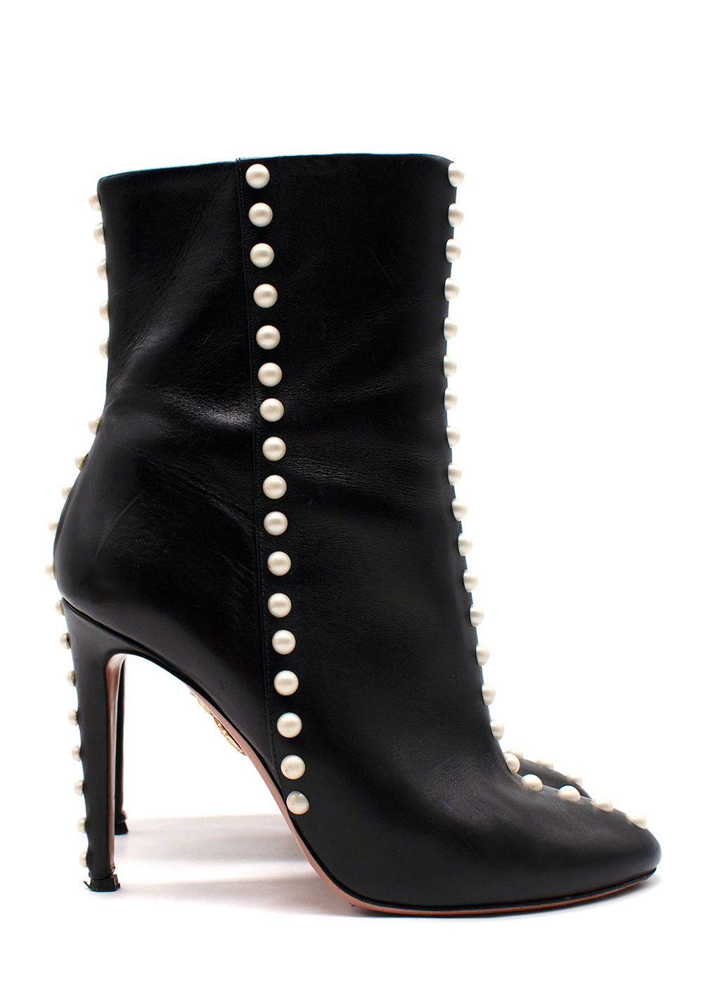 Aquazurra Firenze Black Follie Pearl Boots
