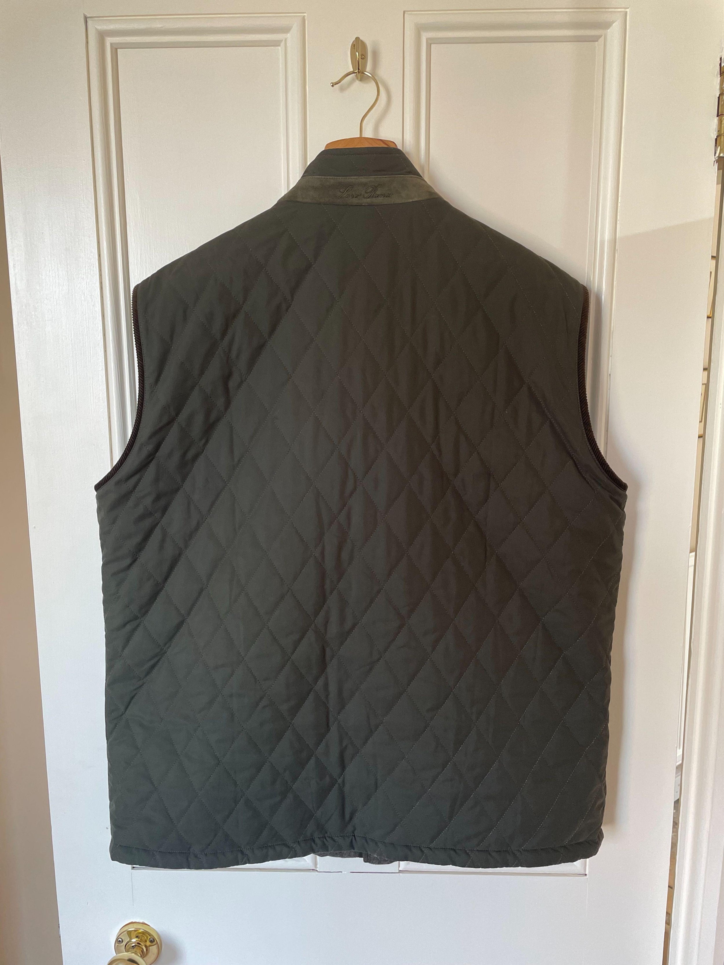 Green quilted polyester & cashmere reversible gilet