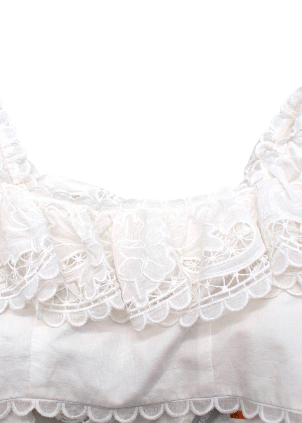 Zimmermann White Lace Lulu Poplin Crop Top