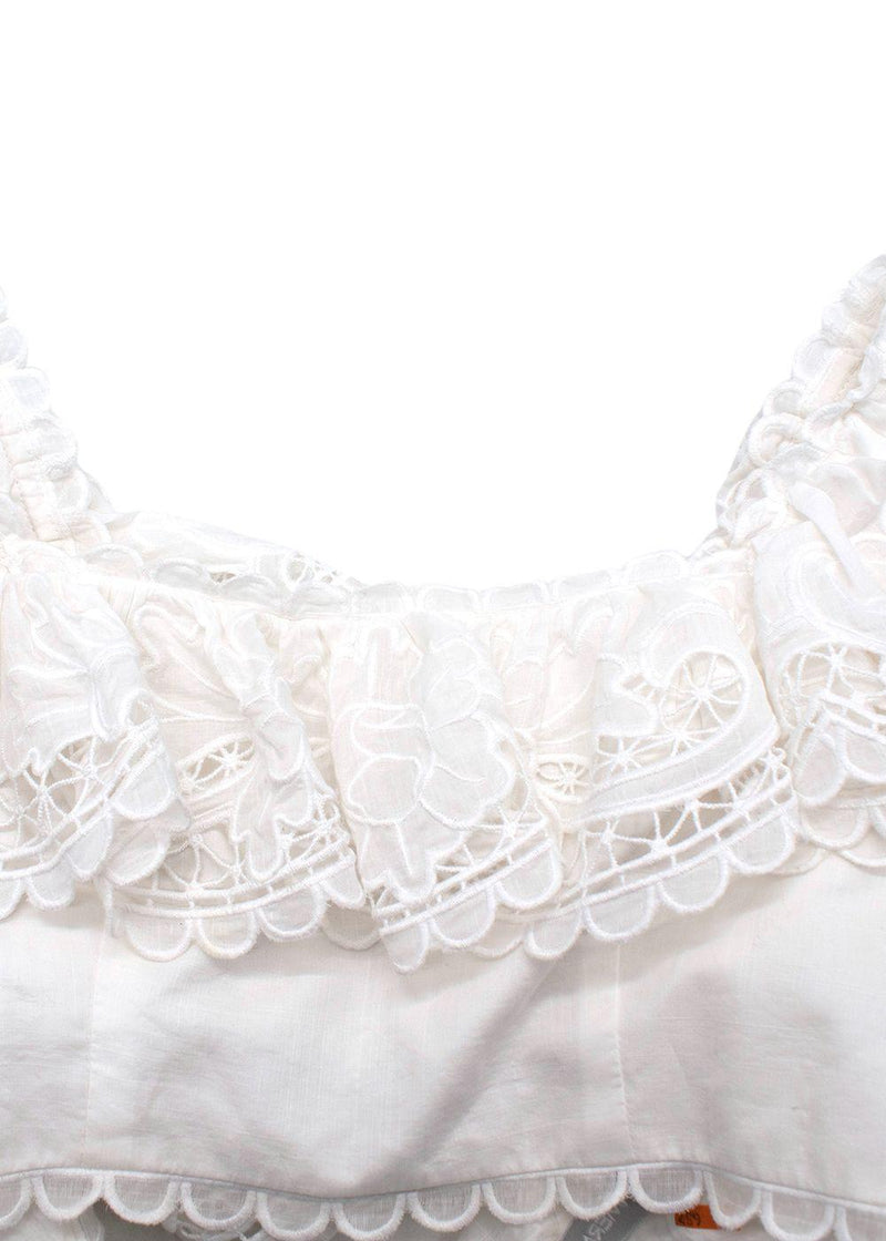 Zimmermann White Lace Lulu Poplin Crop Top