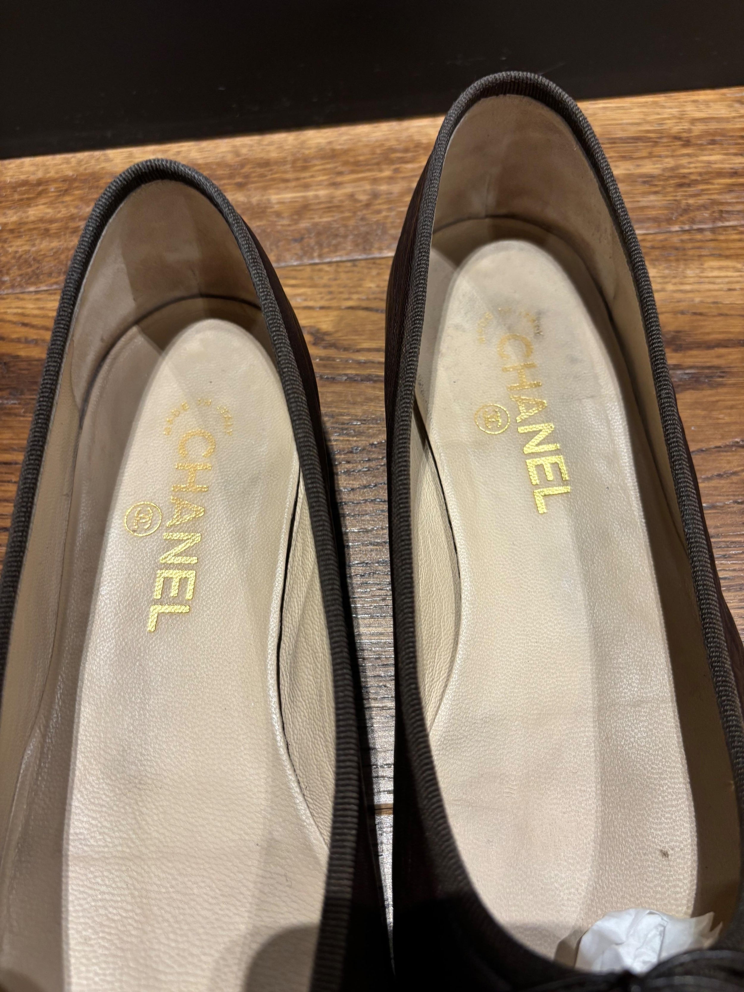 Chanel Black Leather Ballet Flats
