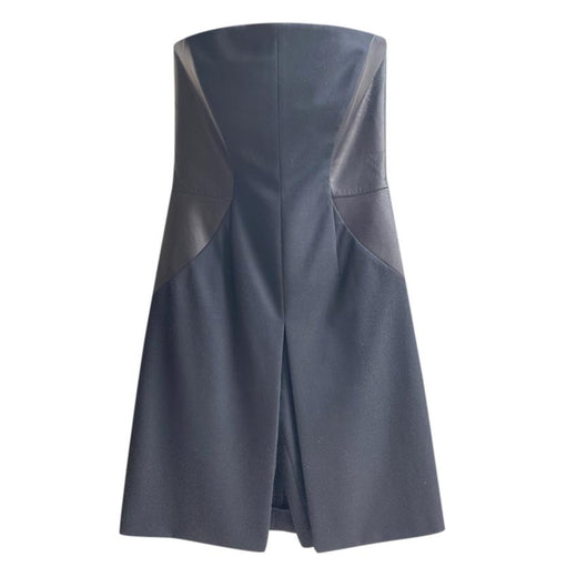 Yves Saint Laurent Vintage Black Leather Panelled Strapless Mini Dress