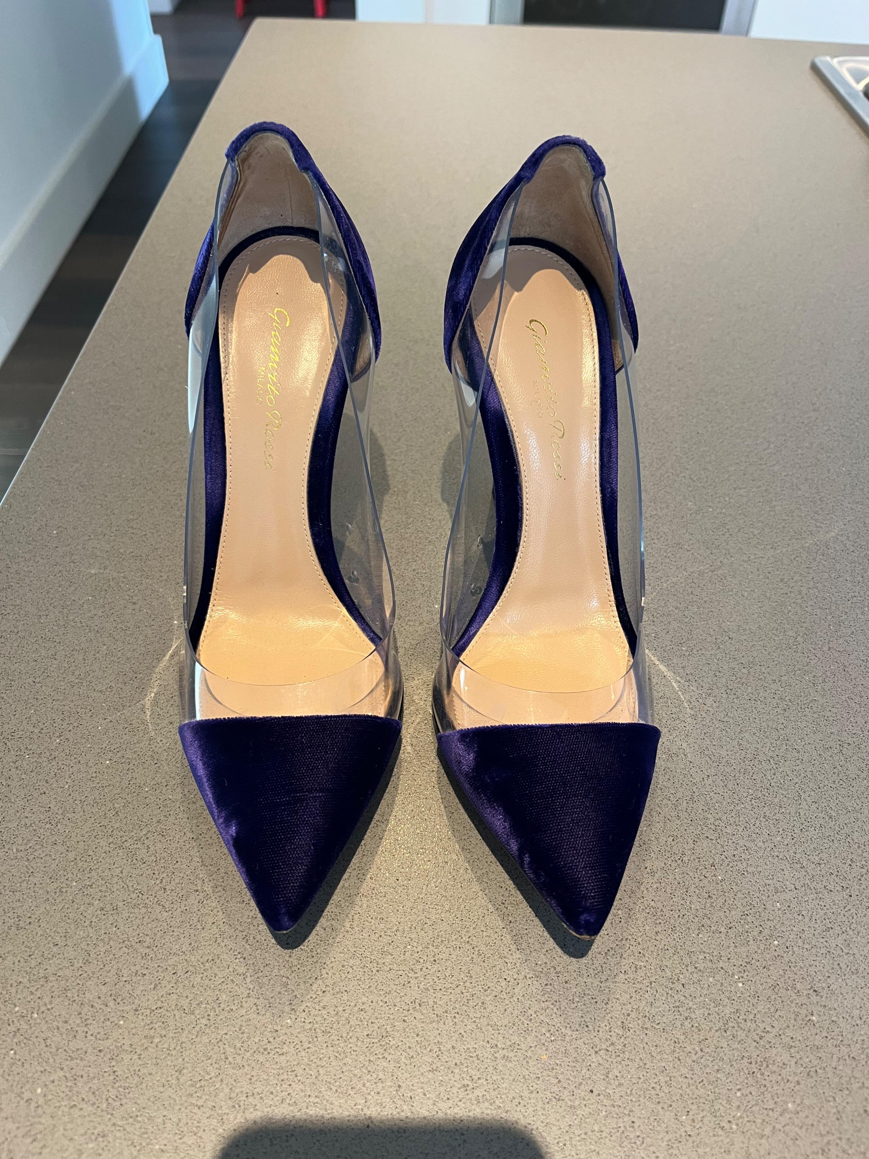 Gianvito Rossi Purple Velvet Plexi 105