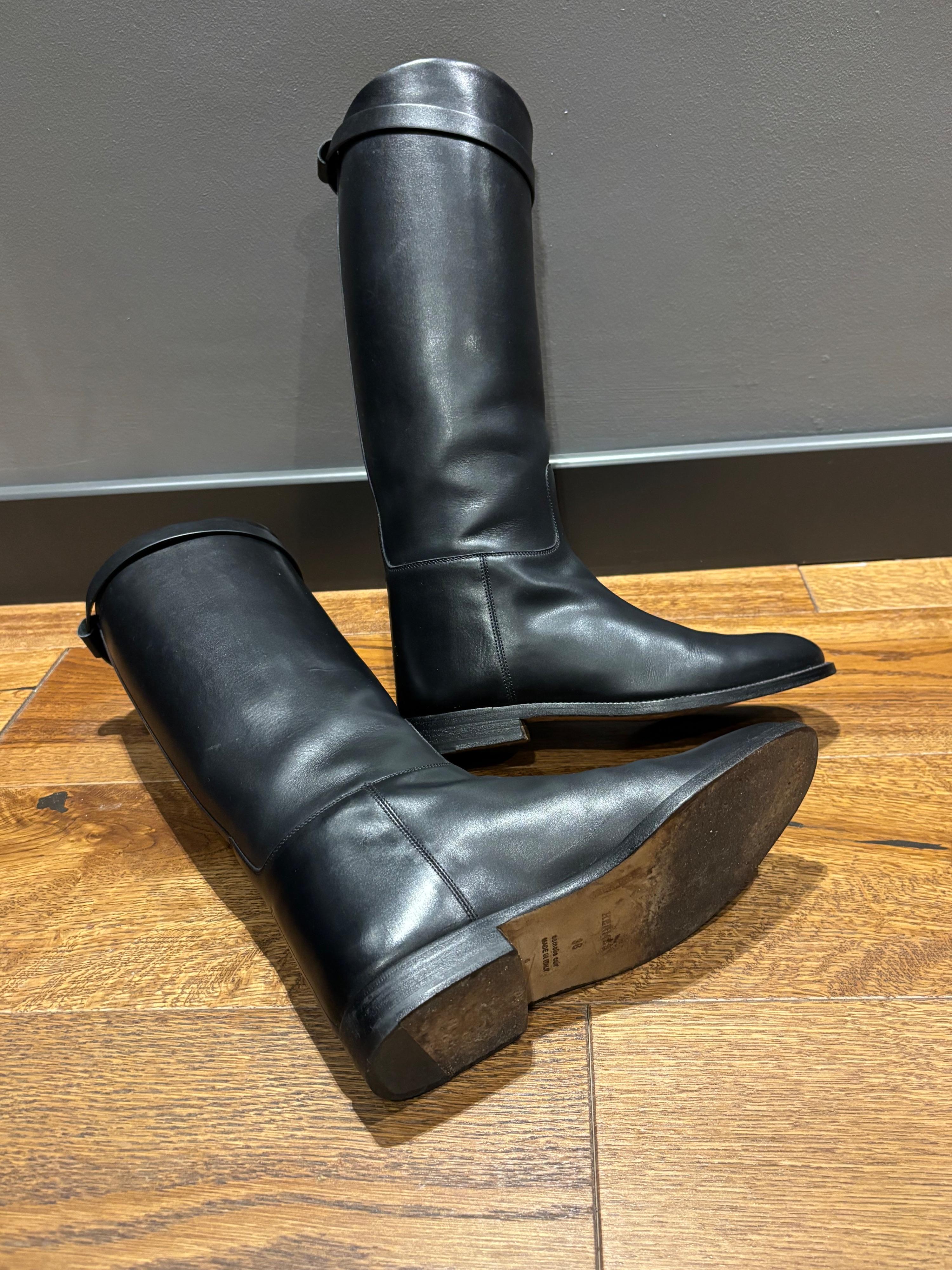 Hermes Black Leather Riding Boots