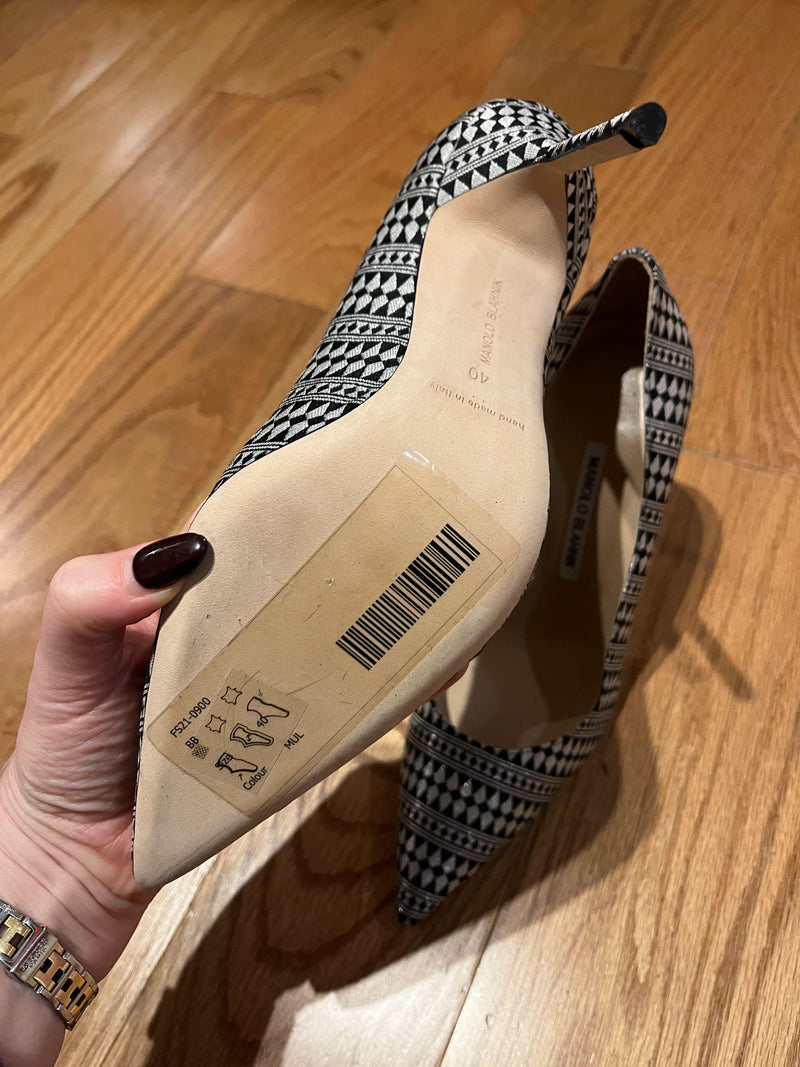 Black and Silver BB Geometric Pumps