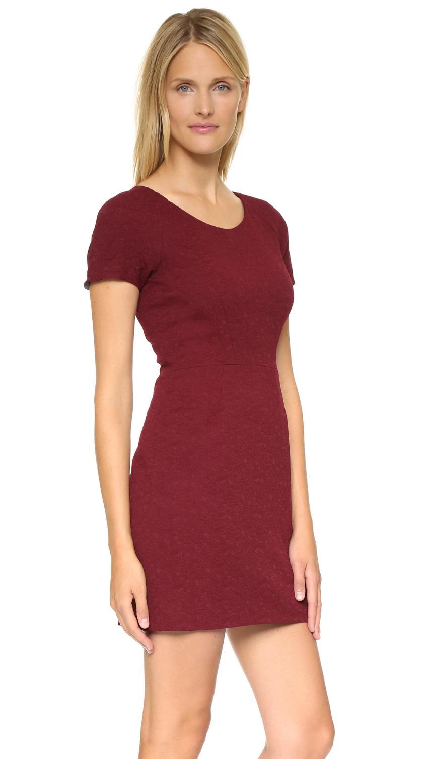 THE KOOPLES Burgundy Brocade Shift Dress