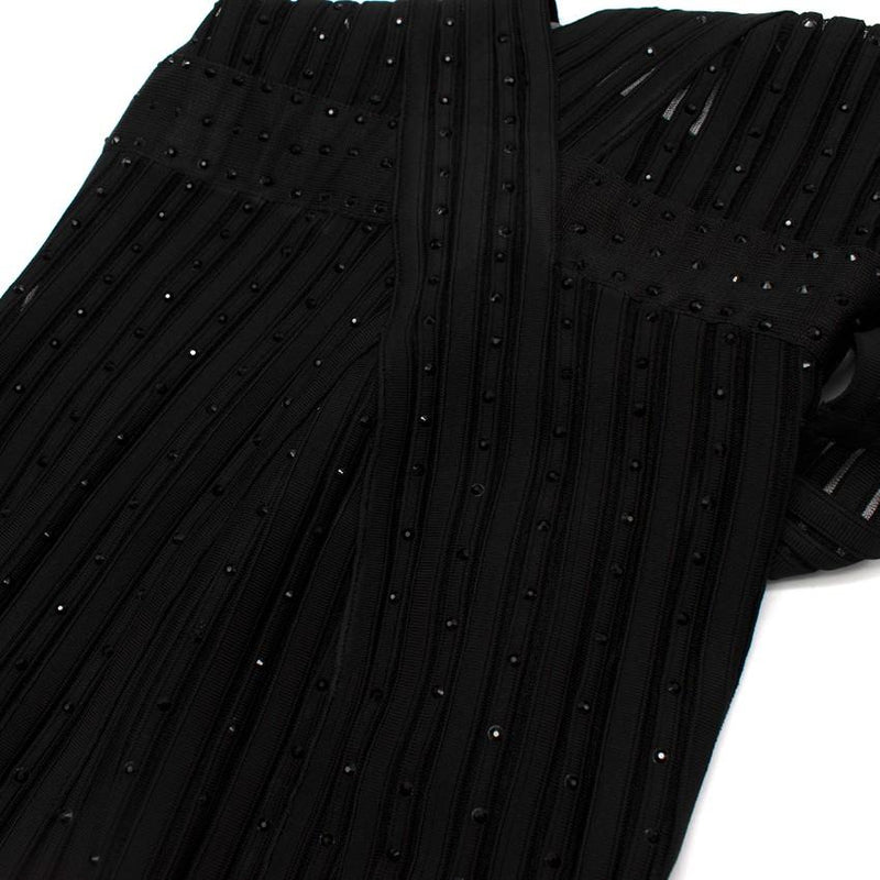 Zuhair Murad Black Embellished Stretch Silk Sheer Panelled Mini Dress