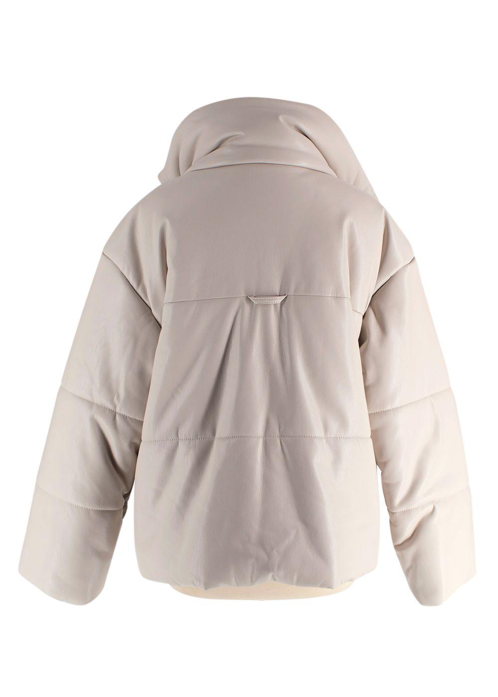 Nanushka Beige Hide Faux Leather Puffer Coat