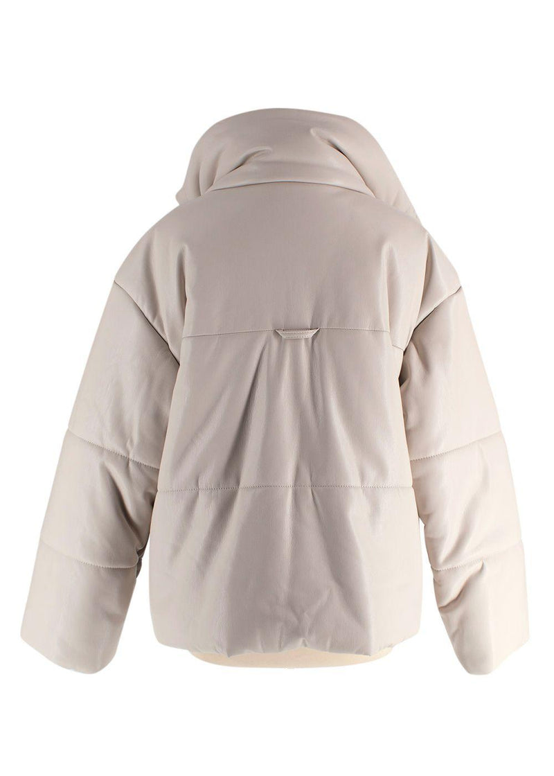 Nanushka Beige Hide Faux Leather Puffer Coat