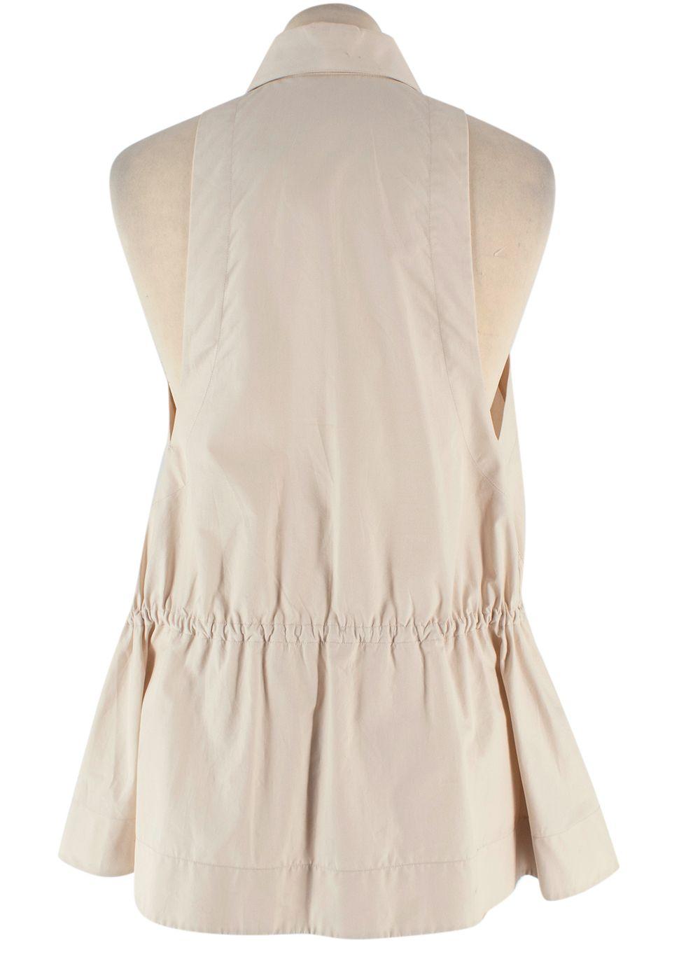 Alaia Beige Poplin Drawstring Waist Sleeveless Shirt