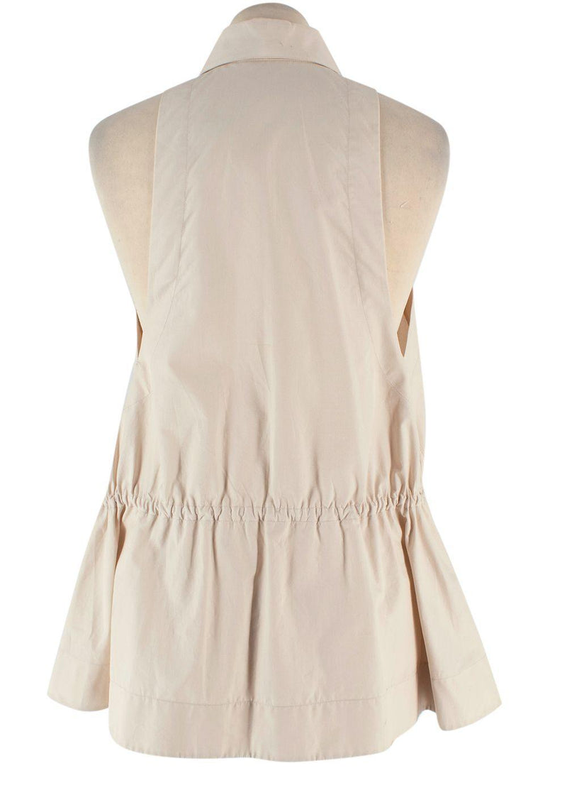 Alaia Beige Poplin Drawstring Waist Sleeveless Shirt