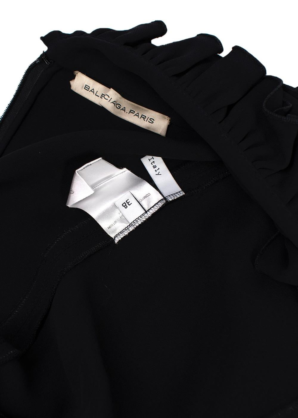 Balenciaga Black Ruffled Trimmed Mini Dress