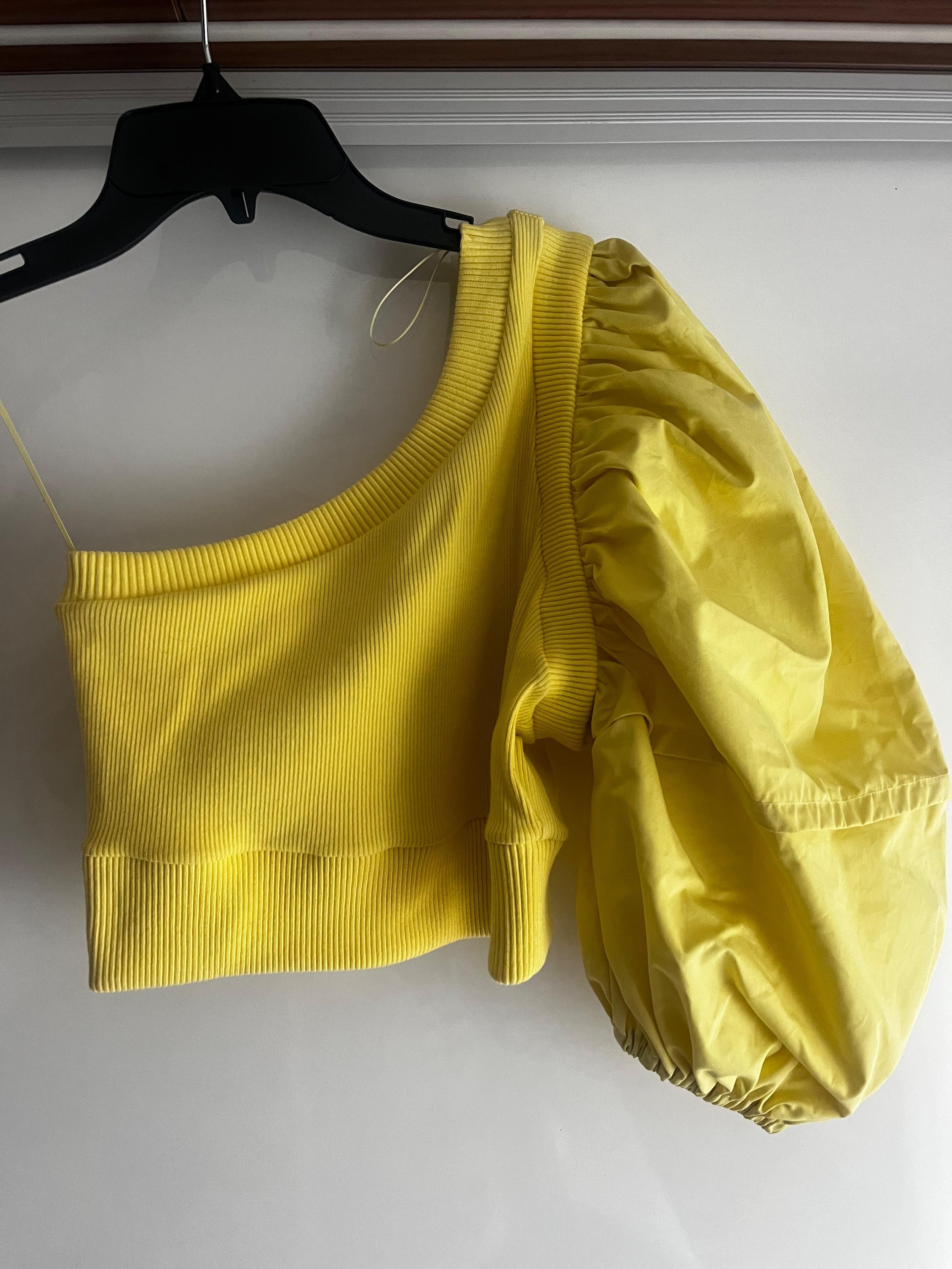 Alexander McQueen Yellow Cropped One Shoulder Top