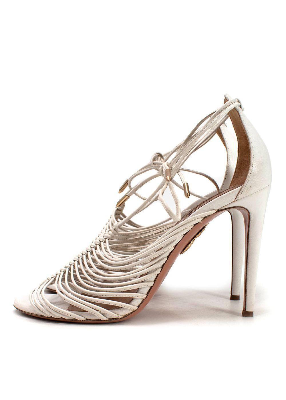 Aquazzura White Leather Nadja Heels