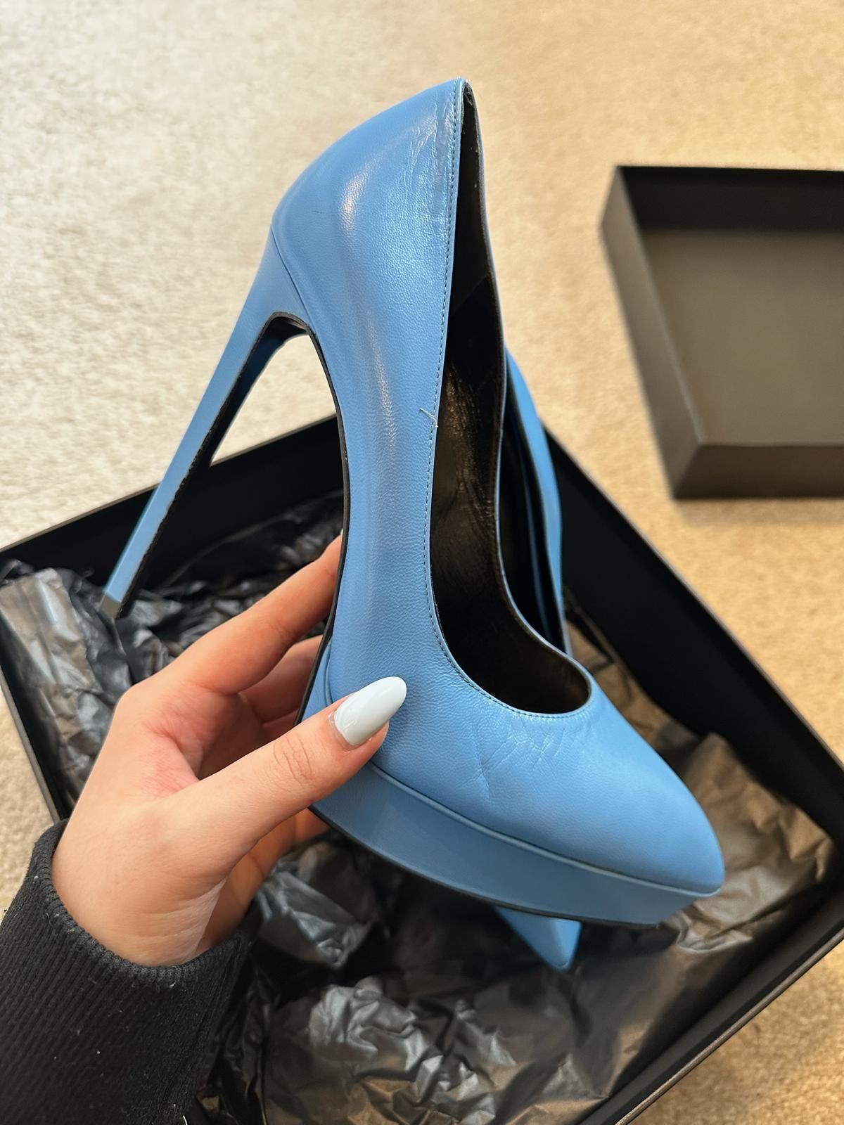 Saint Laurent Blue Leather Platform Heels