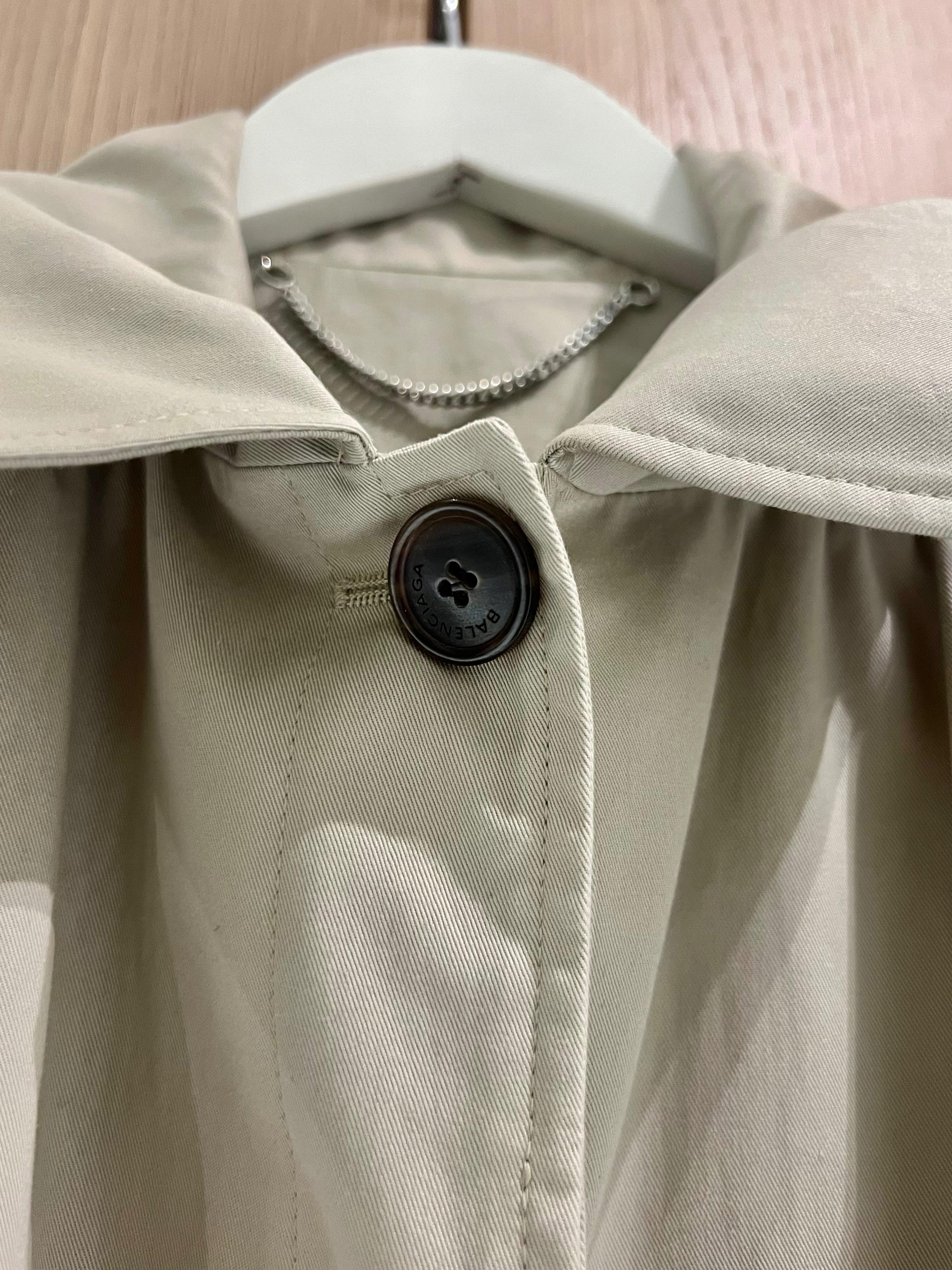 Beige Exaggerated Shoulder Trench Coat
