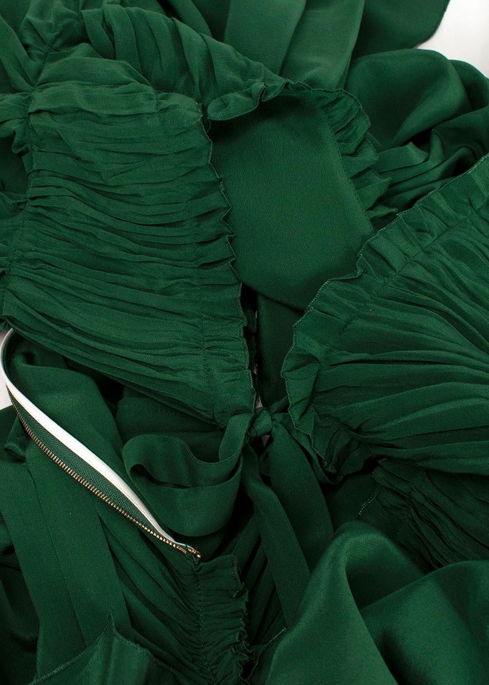 Rochas Green Pleated Open Back Dress