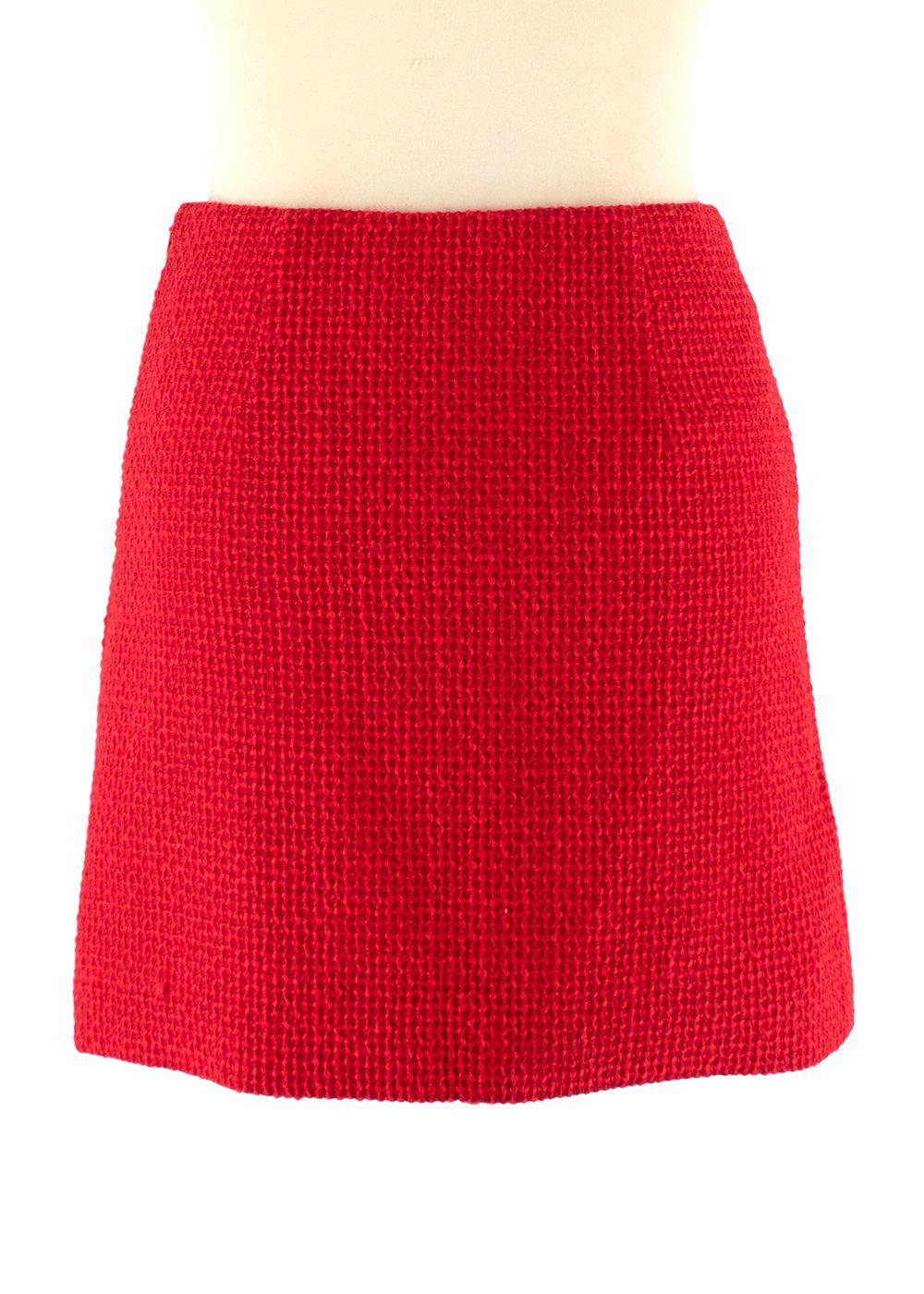 Area Red Crystal Embellished Mini Skirt