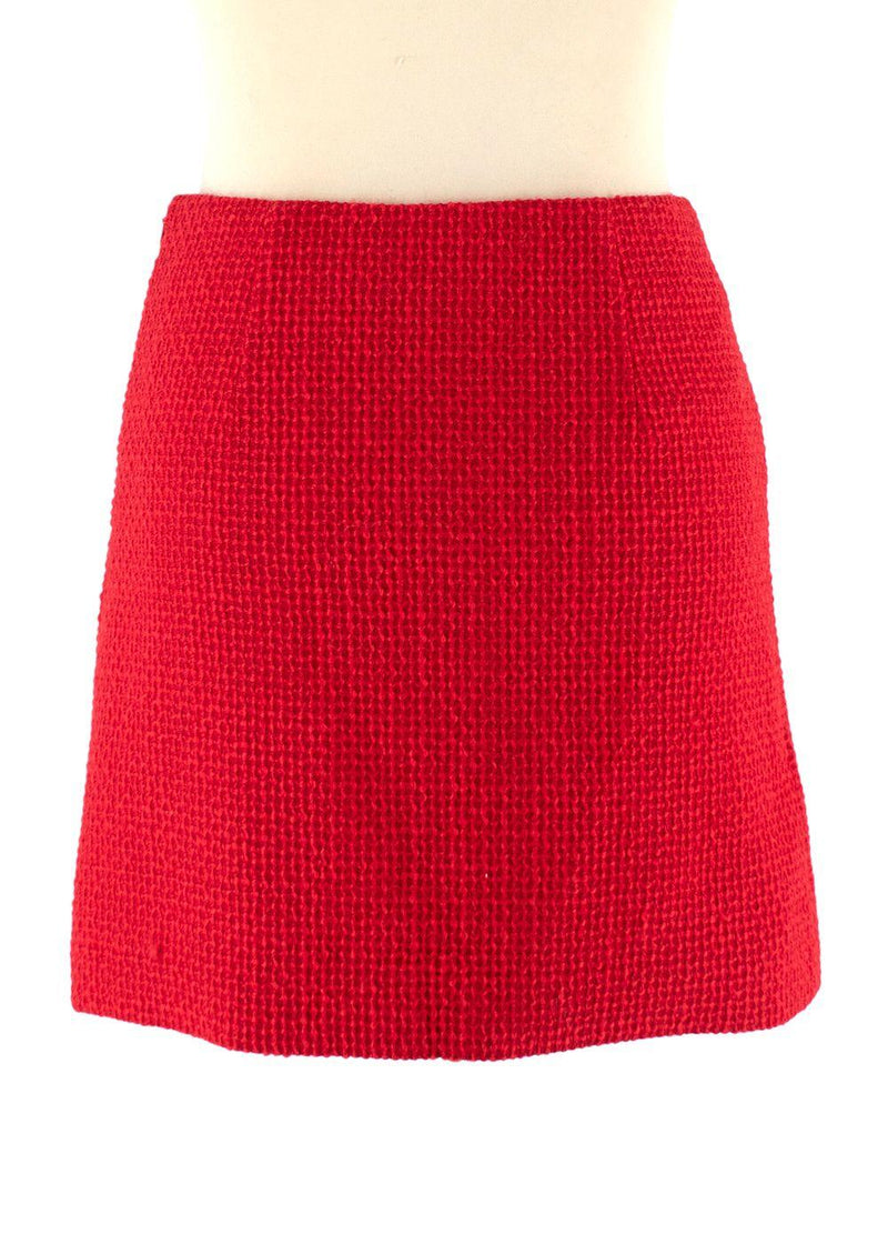 Area Red Crystal Embellished Mini Skirt